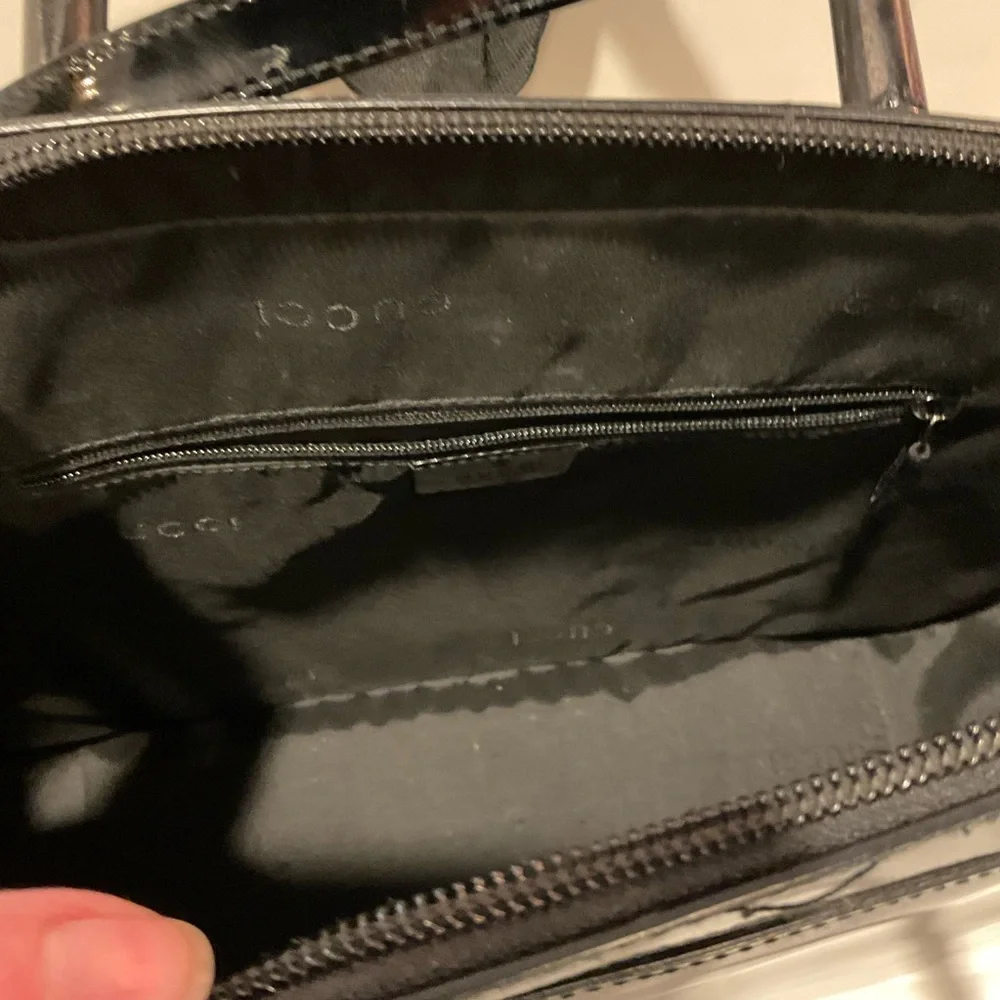 Gucci Black Patent Leather Bamboo Handles 2-WAY TOTE - Picture 10 of 11